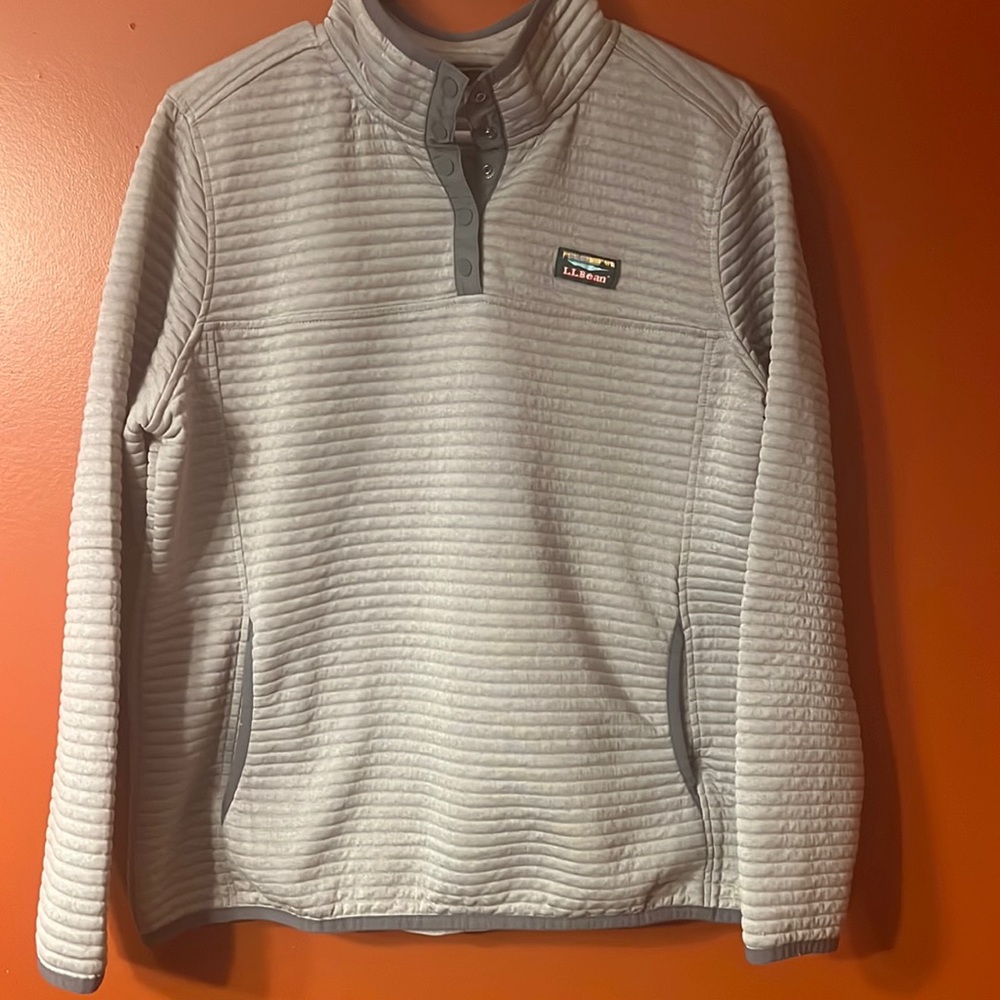 LL Bean Airlight Knit Pullover Gray XL